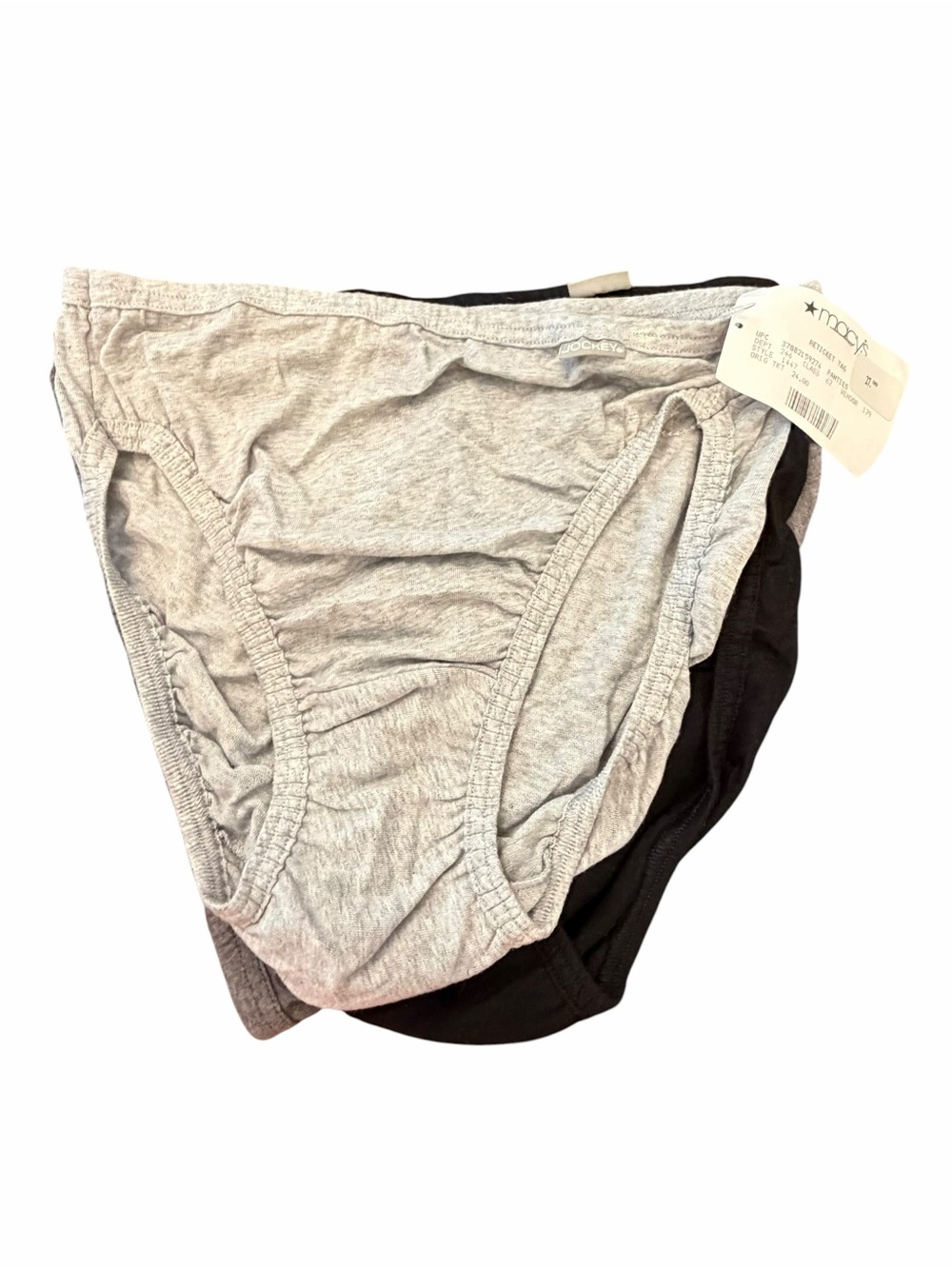 Jockey Women's Briefs French Cut 3 Pack Greys Black Size 6 Medium Cotton Comfort